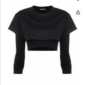 Jaquemus Women's Black Le Double Layered Cropped T-shirt